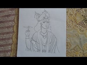 How To Draw Lord Vishnu | Lord Vishnu Drawing Tutorial | Easy Drawing | Lord Shree krishna Drawing