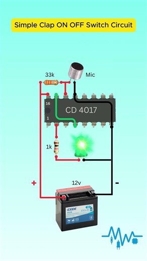 How to Make a Clap Switch Using CD4017 IC #Shorts