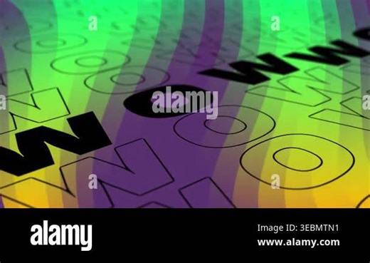 Animation of wow text over colorful patterned background. Global data processing and connections concept digitally generated video Stock Video Footage - Alamy