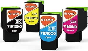 CS317 Toner Cartridges Compatible with Lexmark CS317dn CS417 CS517 CX317 CX417 CX517 CX317dn CS417dn CX417de for Lexmark 71B0010 71B10K0 71B10C0 71B10M0 71B10Y0 (4 Pack 3000 Pages High Yield)