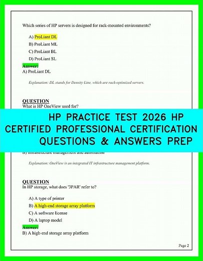 HP Certified Professional Exam 2026: Ultimate Practice Test Questions And Detailed Answers