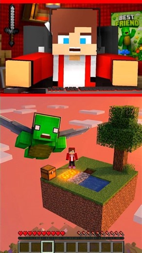 JJ Survived Skyblock For Nothing… 💀 - Minecraft Animation #shorts