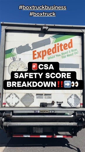 🚨CSA SAFETY SCORE BREAKDOWN‼️👀🚛 Your CSA (Compliance, Safety, Accountability) score tracks your safety performance with FMCSA✅ Things that affect it⬇️ • Roadside inspections • Driver violations • Vehicle maintenance issues • HOS & ELD problems • Accidents A high score can mean: ❌ Higher insurance ❌ Fewer broker approvals ❌ More inspections A low score keeps your business moving💯 Protect it like you protect your money 💰 Share this with a new carrier 👇🏽 #boxtruckbusiness #boxtruck #trucking