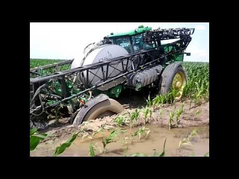 Spray rig stuck in the mud