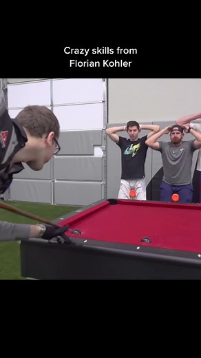 Crazy skills from @venomtrickshotsofficial with @dudeperfect #florianvenomkohler #pool #dudeperfect #9ball #americanpool #tricks #trickshot #pooltricks #venom #perfect #skills