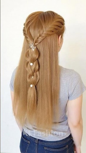 Trendy Braided Ponytail Hairstyle | Easy & Stylish Hair Look #hairstyle #hairtutorial #braids