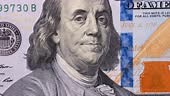 American banknote value of 100, rotate. President Benjamin Franklin...