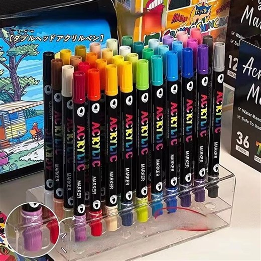 Dual-tip Acrylic Paint Markers (24-120 Colors) - Fine & Brush Tips | Multi-surface Art Pens - Etsy