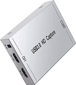 LiNKFOR HDMI Video Capture Card with HDMI Loop-Out Microphone in and Audio in/Out USB 3.0 Live Streaming Game Recorder Video Capture Device Video Recording Box Support 1080P for Windows Linux Mac OS