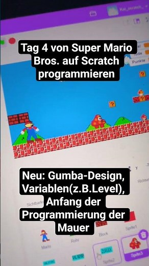 Tag 4 von Super Mario Bros. in Scratch programmieren #mario #scratch #random #fypシ #deutsch
