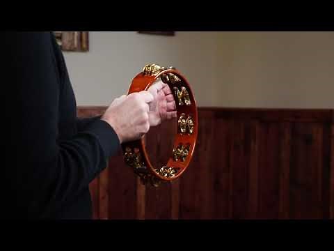REGULAR WOOD TAMBOURINE, BRASS JINGLES - TA2B-AB