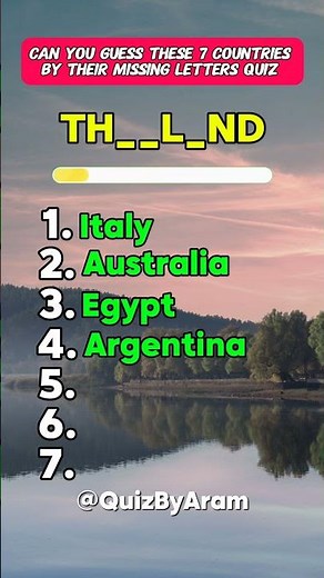 Guess The Country By Missing Letters Quiz 🌍 | Can You Guess All 7 Countries