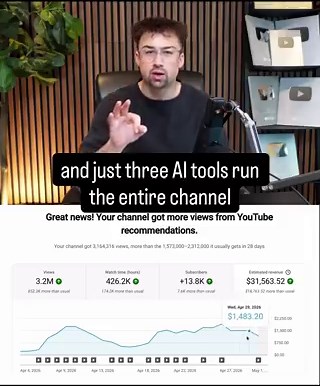 A 23-year-old in Vancouver pulled $47,820 last month from a youtube channel he's never appeared in once.It's called "Tesla insider news".Every product in every video is made up.Last month's top uploads:-- "$9,990 tesla motorhome 2026: free housing for retirees?" -> 721k views.-- "$199 tesla pi phone 2026: free for seniors on social security" -> 324k.His audience: people over 60 on fixed income.No camera. No editor. No team.No script he wrote himself and no voice that's his.Manus AI generates a 9
