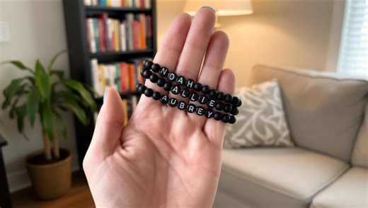 Matte Black Beaded Name Bracelet | Personalized Stretchable Stone Jewelry| Customizable Bracelet | Gift for Mother - Etsy