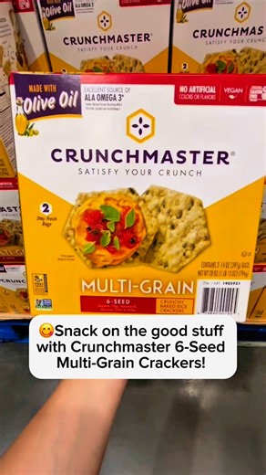😋Snack on the good stuff with @crunchmastercrackers 6-Seed Multi-Grain Crackers! 📍Now made with olive oil and is available in @costco stores nationwide! 👌🏼Switched from safflower oil to olive oil ✅Certified gluten free, non-gmo verified, vegan, and with no artificial colors or flavors 🛒These are perfect to snack and munch on, so be sure to add this to your Costco cart today! #crunchmaster #costco #glutenfree #costcodeals | Costco Deals