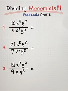 51K views · 2.4K reactions | Dividing Monomials Made Fast and Easy  | Prof D | Facebook