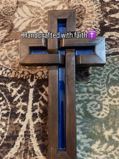 ✨ Warm Faith-Focused Handcrafted with intention ✝️ This solid wood cross features a deep blue resin inlay, symbolizing faith, peace, and strength. Each piece is one of a kind—made slowly, carefully, and with purpose. Perfect for your home, prayer space, or as a meaningful gift. $65 14x8in DM me if interested in ordering 💙 #HandmadeWithLove #FaithDecor #WoodenCross #ChristianDecor #HandcraftedHome
