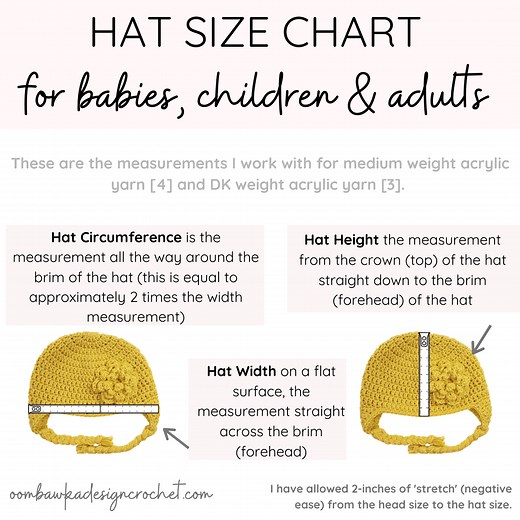 Crochet Hat Size Chart