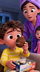 the little boy's stone-shaped chocolate#2d #cartoon #animati