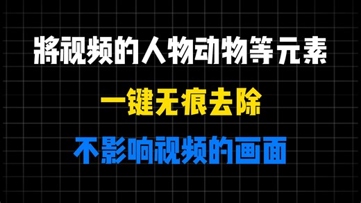 将视频中的人物、动物等元素一键无痕去除，不影响视频的画面