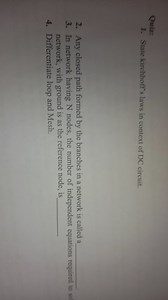 Quiz:State Kirchhoff's laws in the context of a DC circuit.A... | Filo