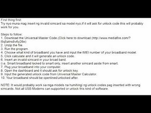 Unlock/Openline USB Modems like SmartBro Sun Broadband Globe Tattoo etc for free