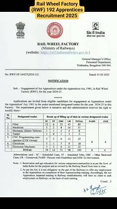 Rail Wheel Factory (RWF) 192 Apprentices Recruitment 2025 #RailWheelFactory | Government Jobs | Facebook