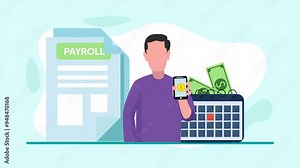 Animated video Money Transfer concept. Full length animation illustration. High quality 4k footage.