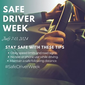 It’s Safe Driver Week! Let’s all commit to safer driving by following some tips. 1. Obey speed limits and road signs. #DriveSafe 2. No texting or phone use while driving. #StayFocused 3. Maintain a safe following distance. #RoadSafety 4. Don’t drive when tired or impaired. #AlertDriving | San Bernardino County Sheriff's Department