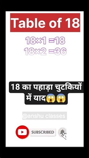 18 ki table kese yaad kre || multiplication table||#new#army#studytips#youtubeshorts#workout#table