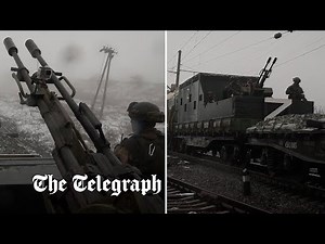 Russian train armed with anti-aircraft guns patrols occupied Ukraine