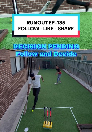 No look throw..☄️ we have an umpire review for runout, Give me your best side on angle when ready. DECISION PENDING. #cricket #runout #backyardcricket #cricketvideos #cricketlove