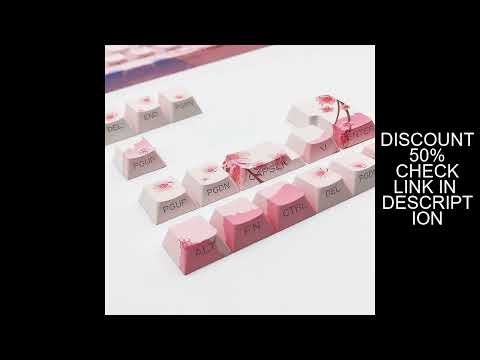 KUXM keycaps Cherry Blossom Pink Side-Engraved Backlit Dual-Injection PBT Sublimation 127-Key Small