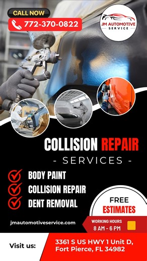 Experience the magic of paintless dent repair at JM Automotive Services! Our skilled technicians can remove dents without affecting your vehicle's original paint, leaving it looking brand new. Schedule your appointment today! 📍 Location: 3361 S US HWY 1, Unit D, Fort Pierce, FL 34982 📞 Contact Us: (772) 370-0822 #PaintlessDentRepair #AutoRepair #FortPierce | JM Automotive Body Shop