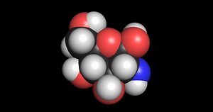 Glucosamine dietary supplement molecule 3D render chemical structure 4K seamless loop