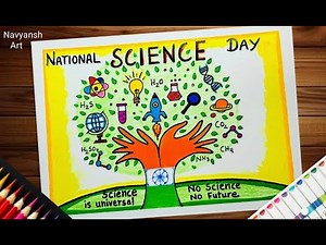 National Science Day poster drawing, 28 Feb / How to draw National Science Day easy and step by step