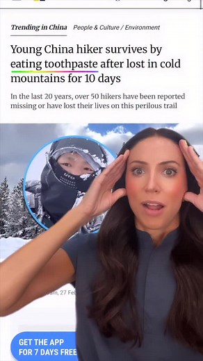 9.6K views · 16 comments | A hiker survived in the cold for 10 days by eating toothpaste?! UM EXCUSE ME!! The article also mentions he was drinking river water and snow so I’m sure the water is what actually kept him alive. The toothpaste probably didn’t do much… but wow this is WILD. #toothpaste #dental #hiker | Teeth Talk | Facebook