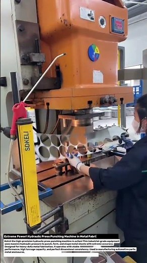 Extreme Power! Hydraulic Press Punching Machine in Metal Fabrication Industry.
