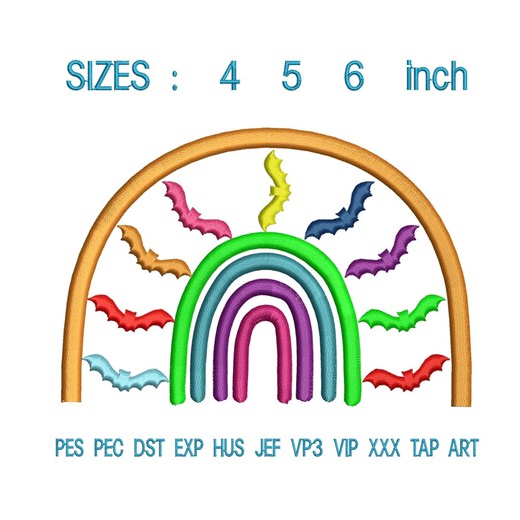 Halloween Rainbow Embroidery Design | Spooky Pastel Fall Machine File | Spooky Stitch Pattern - Etsy