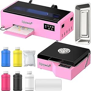 EnjoyColor Pro A4 DTF Printer and Oven, DTF Transfer Printer Machine for Dark and Light Fabric Printing (A4 DTF Printer+A4 Oven+Software+5x250ml Ink+A4 DTF Film)