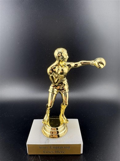 Gold Men's Boxing Trophy on Marble Base With Custom Personalized Gold Plate - 5" - Etsy