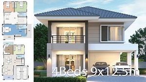 House design plan 9x12.5m with 4 bedrooms - Home Ideas