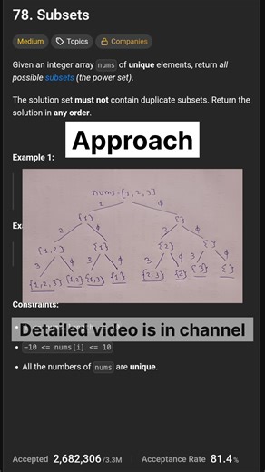 Subsets | Daily Challenge | #leetcode problem 78 | #shorts #trending #viral