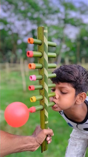 Simple design colourful balloon & bamboo big toy #diy #art