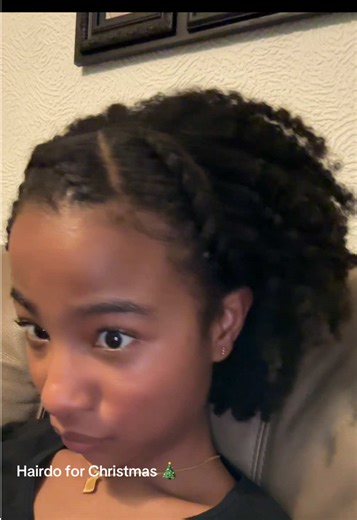 Braided Front with Curly Twist-Out for Christmas