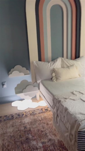 31K views · 557 reactions | Room makeover, kid’s rainbow room edition! Rainbow headboard, new paint, reading nook, little desk✔️ | Champagne Chaos | Facebook