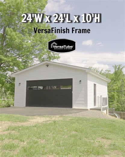 Match your home’s style and finish your garage with real siding, stucco, or brick like Dylan did. Save $720 with Promo code DYLAN today! | VersaTube Building Systems