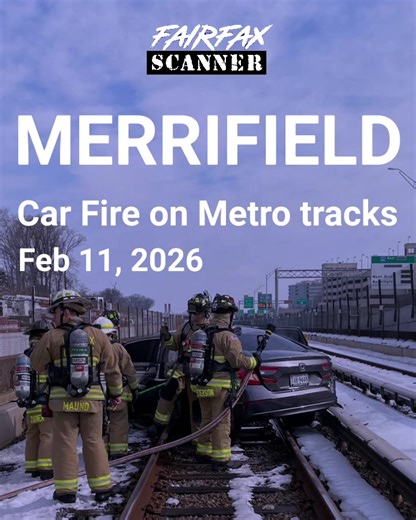 Dispatch audio: Honda crashed onto Metro tracks and caught fire this morning in Merrifield off i-66 #fairfaxcounty #merrifield #dcmetro