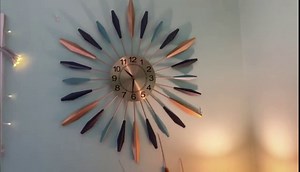 G-LEAF 24 in Large Wall Clock, Mid Century Style, Battery Operated, Modern Wall Clock for Living Room, Bedroom, Dining Room, Office