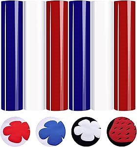 Blue Puff Vinyl Heat Transfer -12'' x 10''6 Sheets Red Blue and White 3D Puff HTV Iron On Vinyl Puffy HTV Puff Heat Transfer Vinyl for T-Shirts